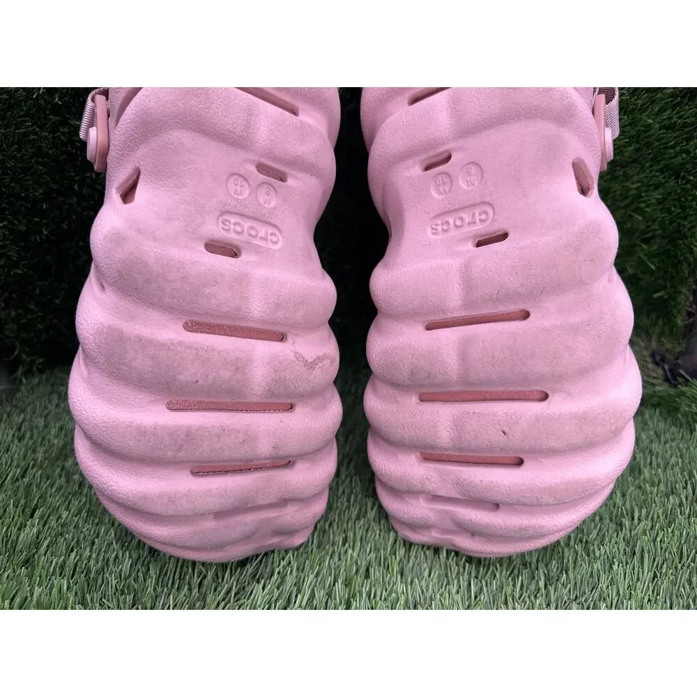 Crocs Echo 207937-6TY Clog Shoes Unisex M8/W10 Pink Rubber Slingback Slip-On